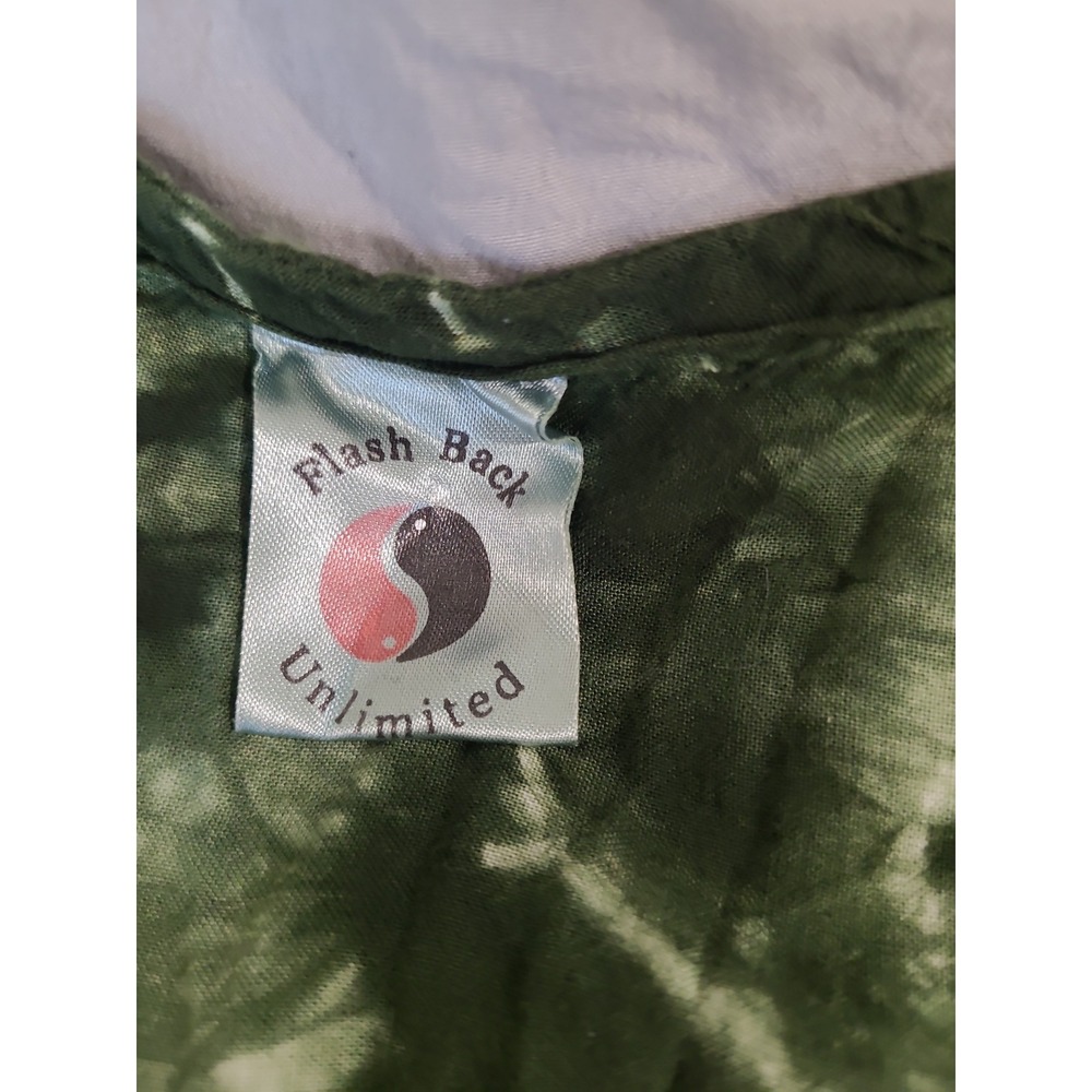 Flashback boho festival green tie dye flowy dress pockets Women SZ M/L relaxed - Picture 6 of 11